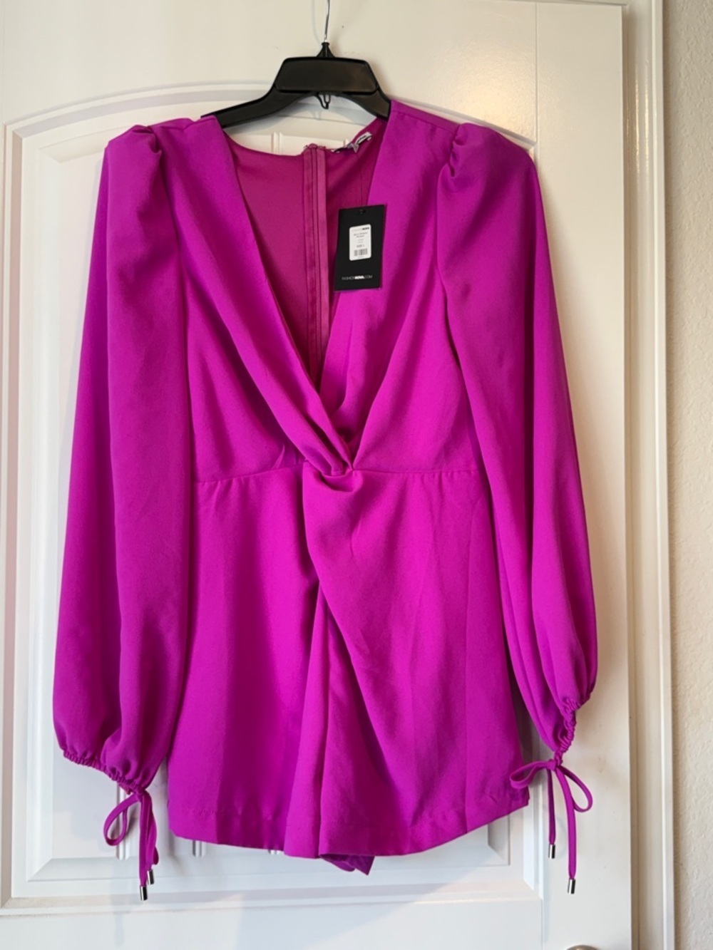 Fashion Nova "Get A Glimpse" Twist Front Romper - Fuchsia NWT Sz L